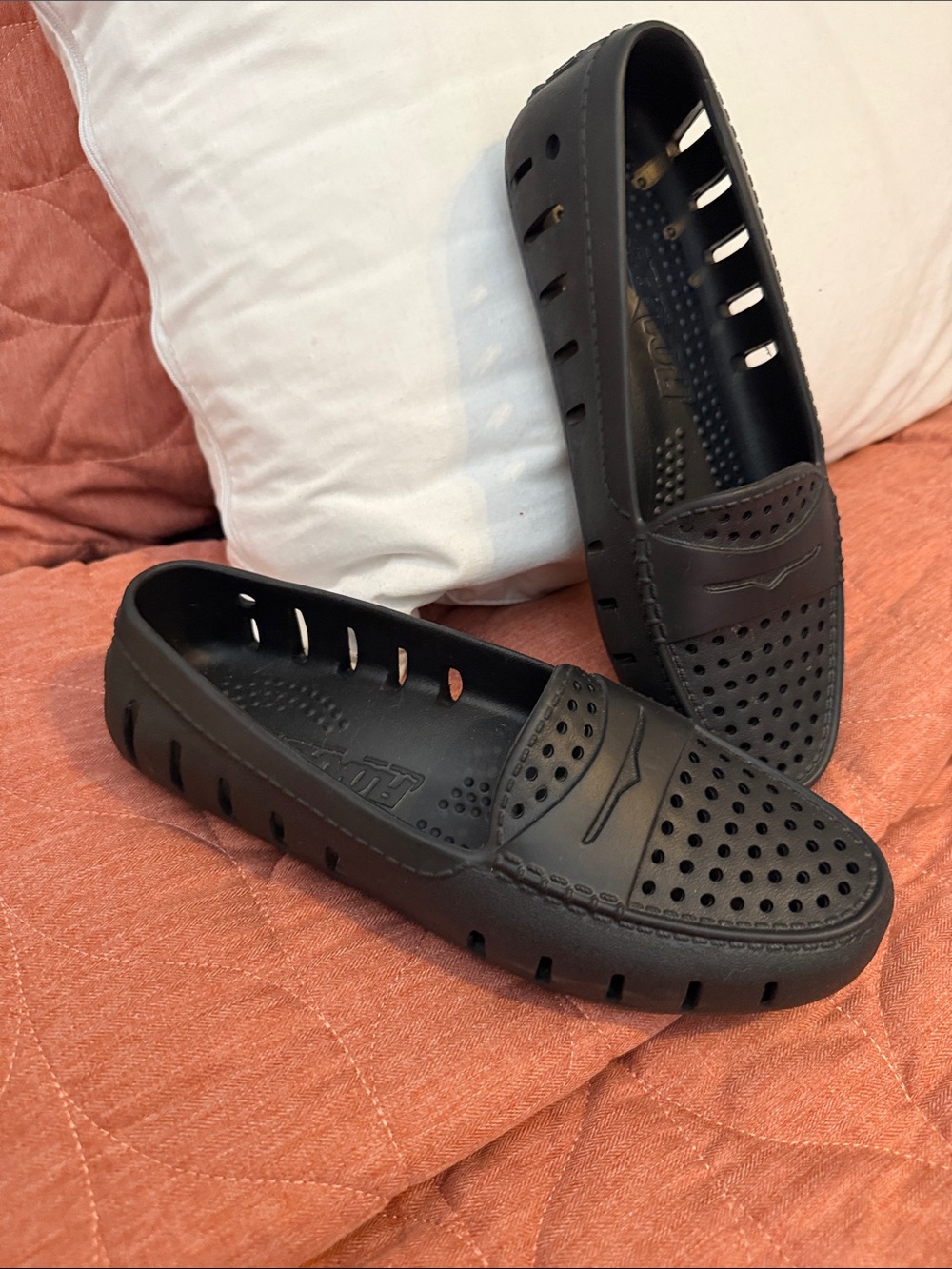 Women’s Black Perforated Slip-On Casual Loafers